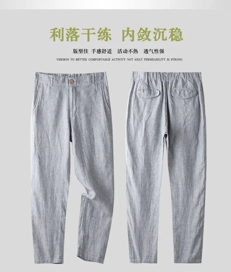 2026Summer Linen Suit Sets Men's Blazers Pants Suit Loose Casual High Street Sunscreen Jackets Long Trousers Set Male Clothes