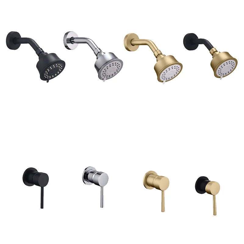 High Quality Brushed Gold Wall Mounted Bathroom Shower Mixer Brass Faucet Hot Cold Water Mixer Tap ABS Head Rainfall Shower Set