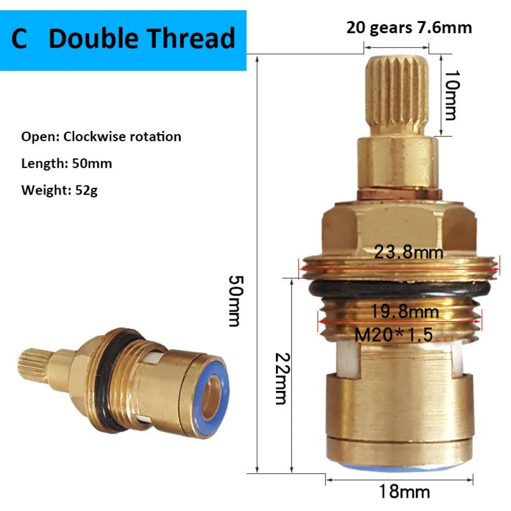 Copper Ceramic Disc Valve Counter/Clockwise Single/ Double Thread For Most Double Handles Kitchen Bathroom Basin Taps 10 Models