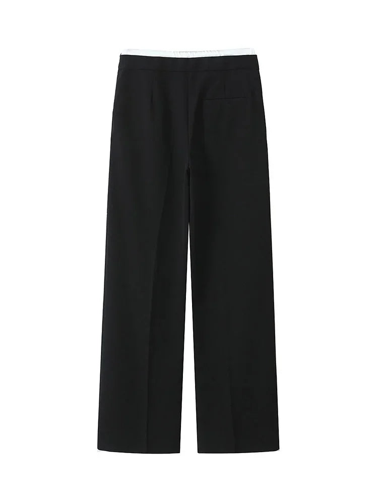 Willshela Women Fashion Solid Lace Up Side Zipper Straight Pants Vintage High Elastic Waist Female Chic Lady Trousers
