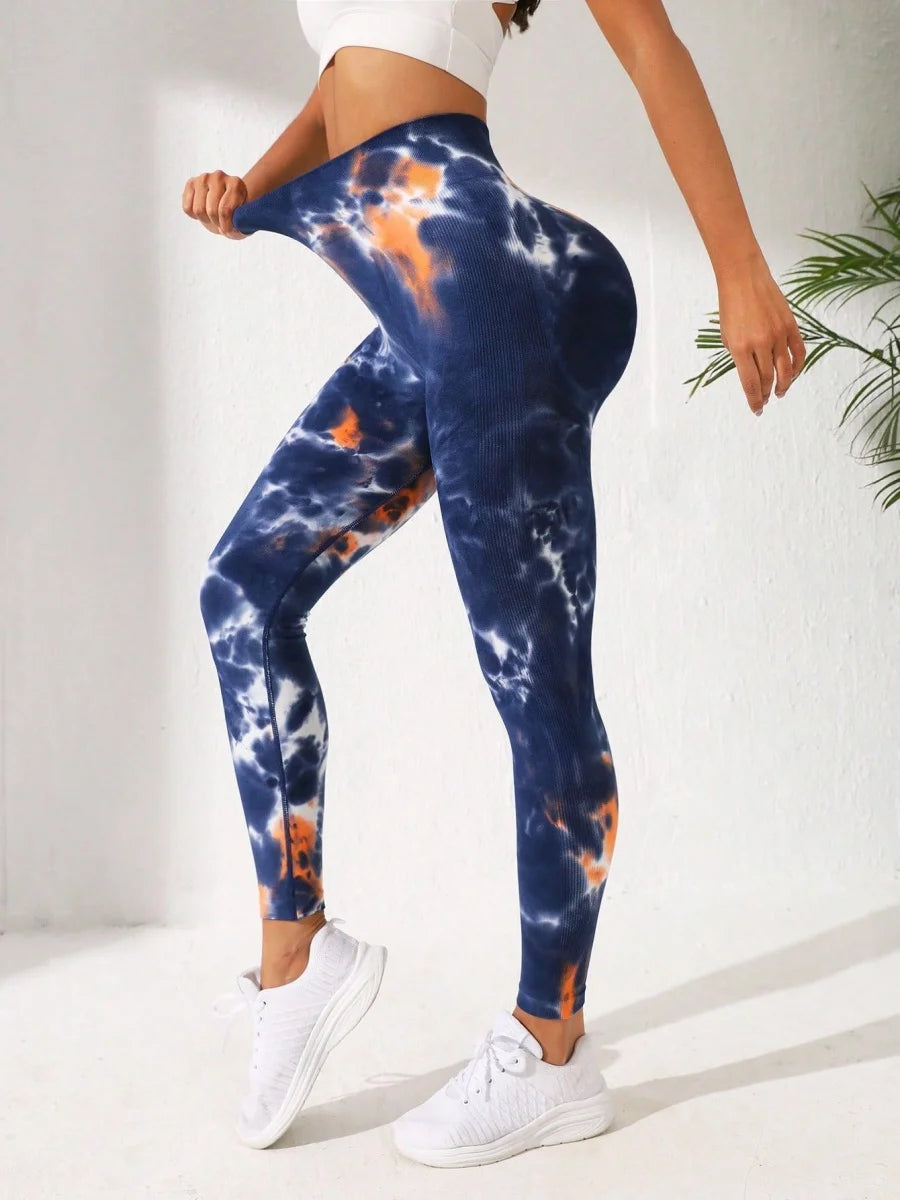 New 3D Print Tie Dye Sports Pants Women Seamless  Leggings High Waist Fitness Push Up Leggings Gym Clothing Workout Tights