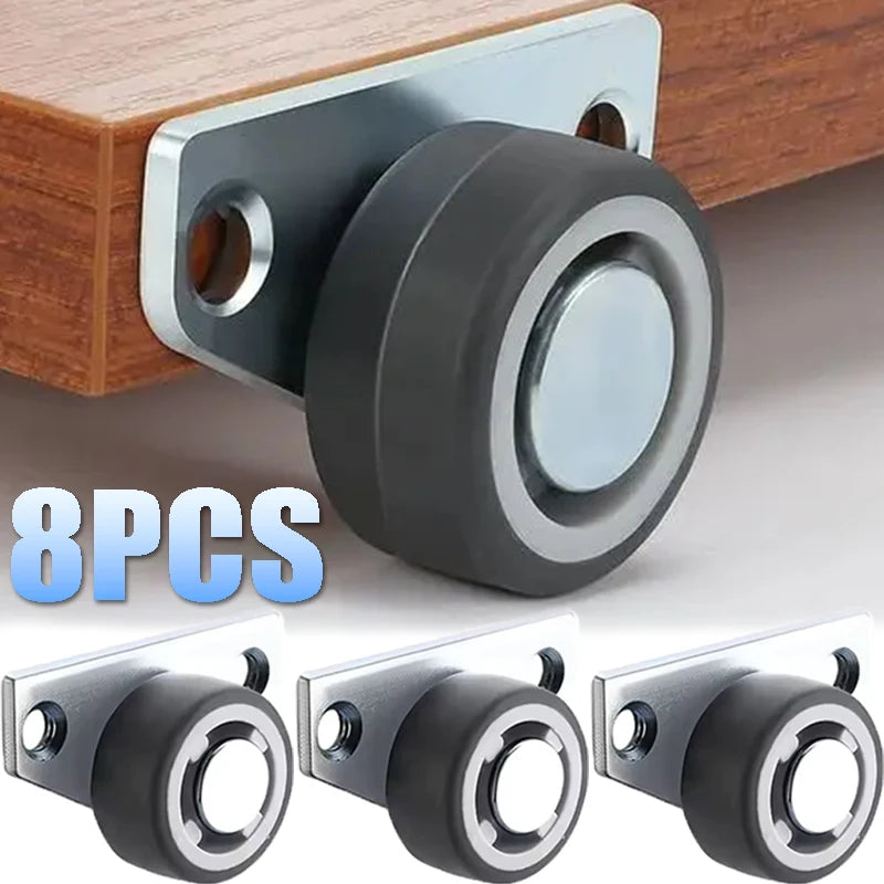 8/1PCS Mini Side Mount Caster Wheels Silent Rubber Furniture Casters Directional Cartwheels For Trolley Drawer Kitchen Cabinets