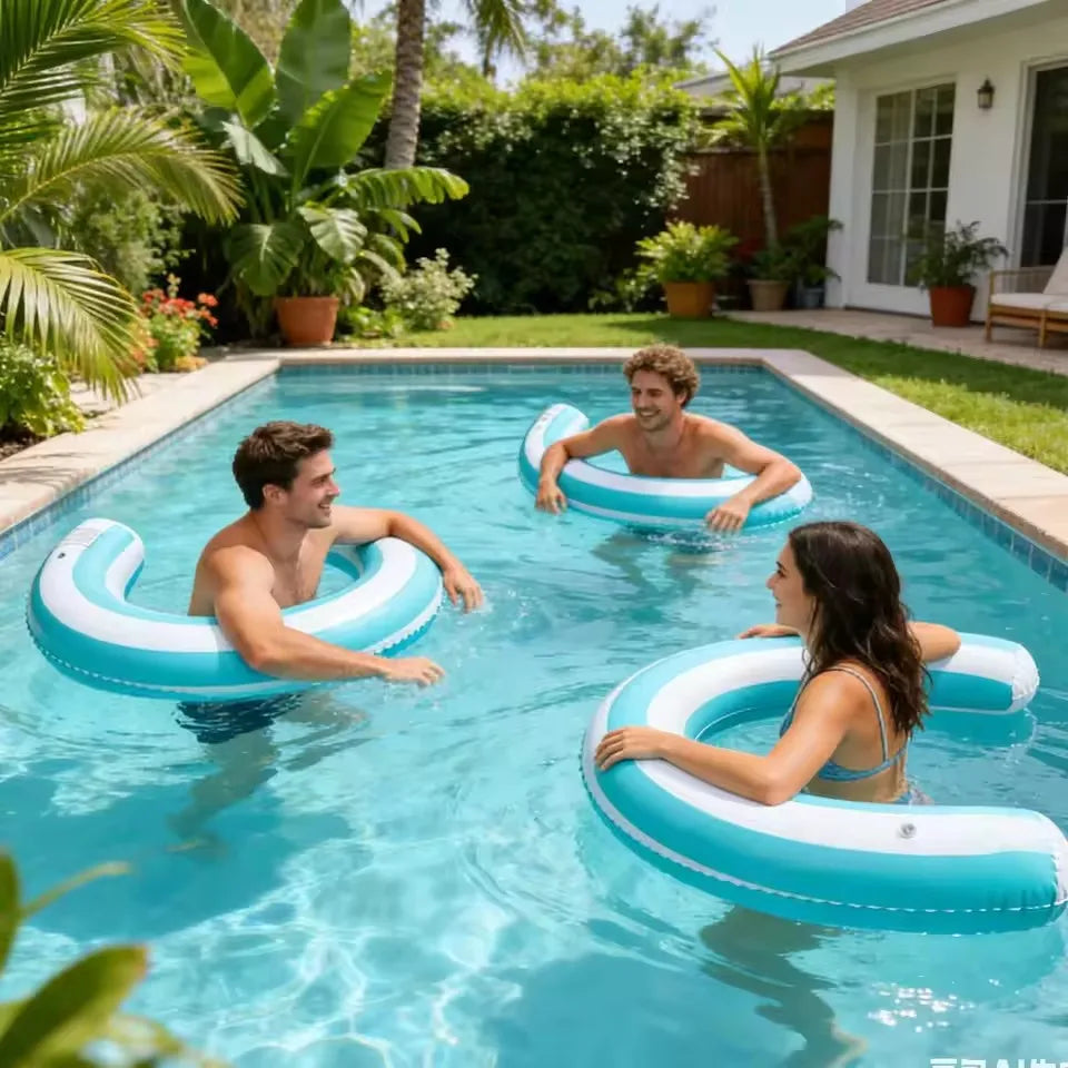 1pc New Striped U-Shaped Inflatable Swimming Ring，Arch Shape Design Swimming Pool Float，Thickened PVC Floating Device,For Summer