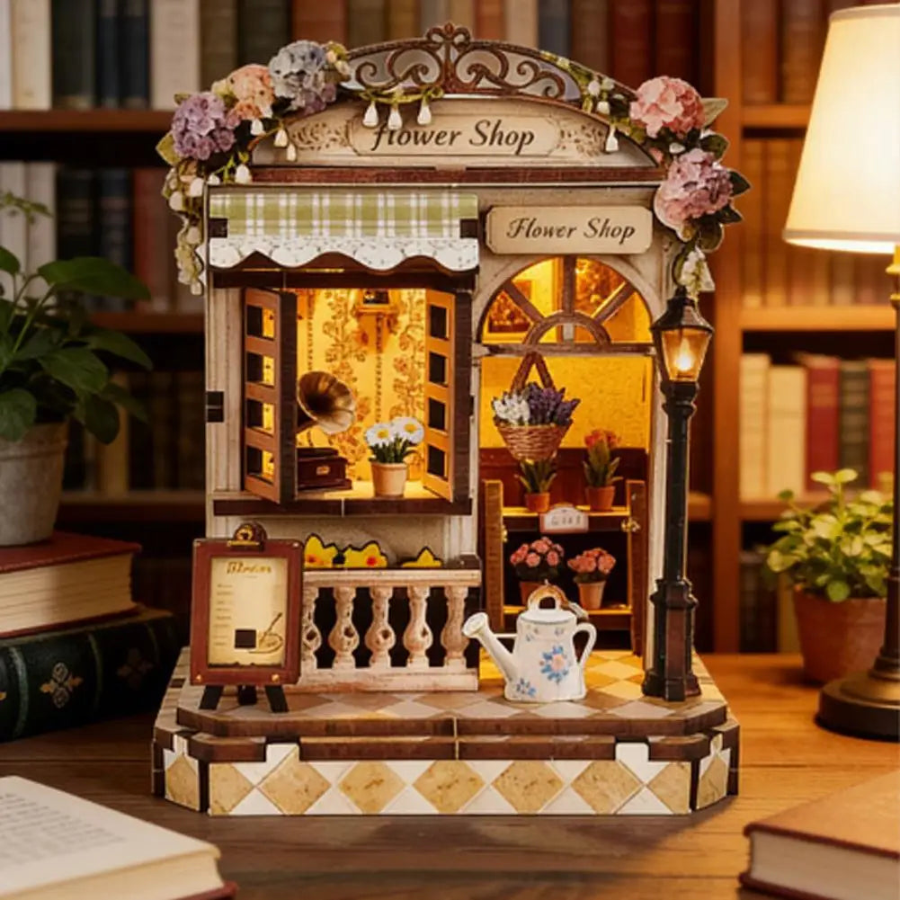 Creative Bookstore Desktop Decoration DIY Book Home Wooden Building 3D Hand-assembled Building Model Highquality Furnishing Gift