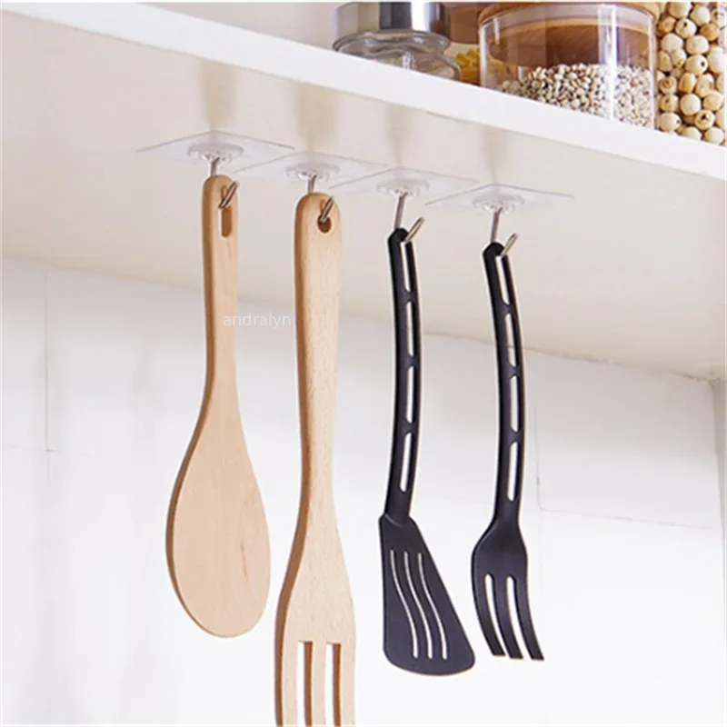 Transparent Self Adhesive Wall Hooks Heavy Duty Multi-Purpose Wall Hook Key Holder Towel Holder For Bathroom Kitchen Accessories