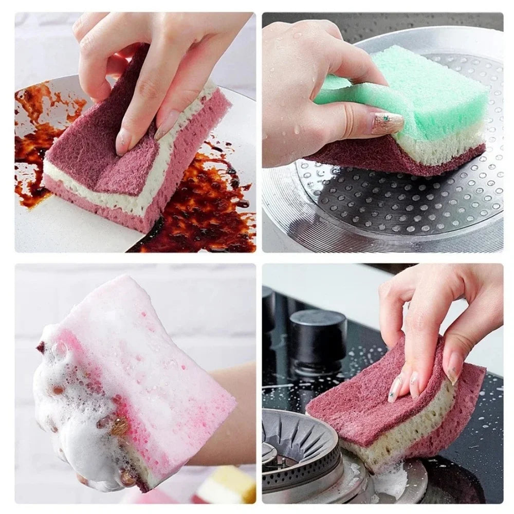 Dishwashing Cleaning Sponge High Density Strong Stain Removal Kitchen Bathroom Dish Washing Cleaning Tool 3-Color Porous Sponge