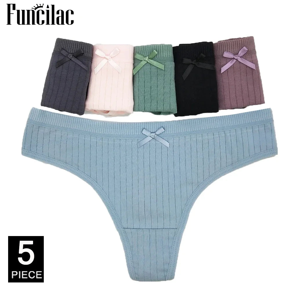 Women Thongs and G Strings Sexy Cotton Panties Ladies Underwear Tanga Mujer String Femme Lingerie 5 pcs/lot