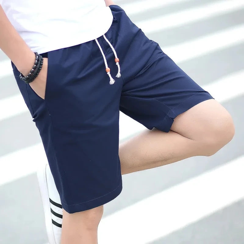 2025 NEW Cotton shorts for men in summer, thin fit, slim fit, casual, sporty, five inch mid length, youth elastic band shorts