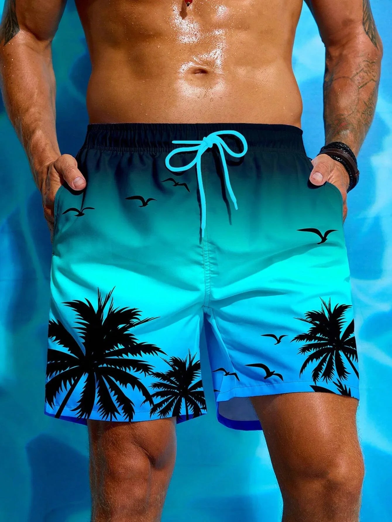 2024 Summer Hawaiian Beach Shorts Holiday Casual Colorful Plaid Print Sportswear Quick Drying Trunks Ice Shorts Hawaii Swimsuit