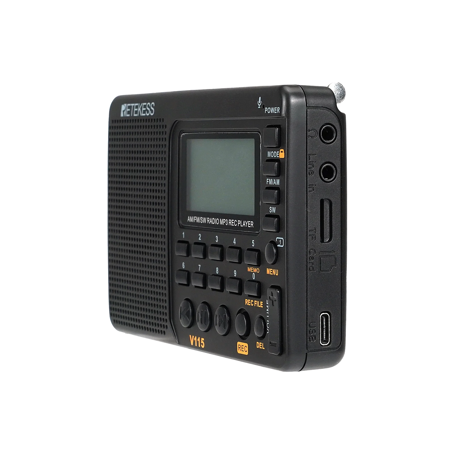 RETEKESS V115 Radio FM AM SW Portable Radios Rechargeable  Radio Batteries multiple bands  USB Recorder Speaker for Elders TX32
