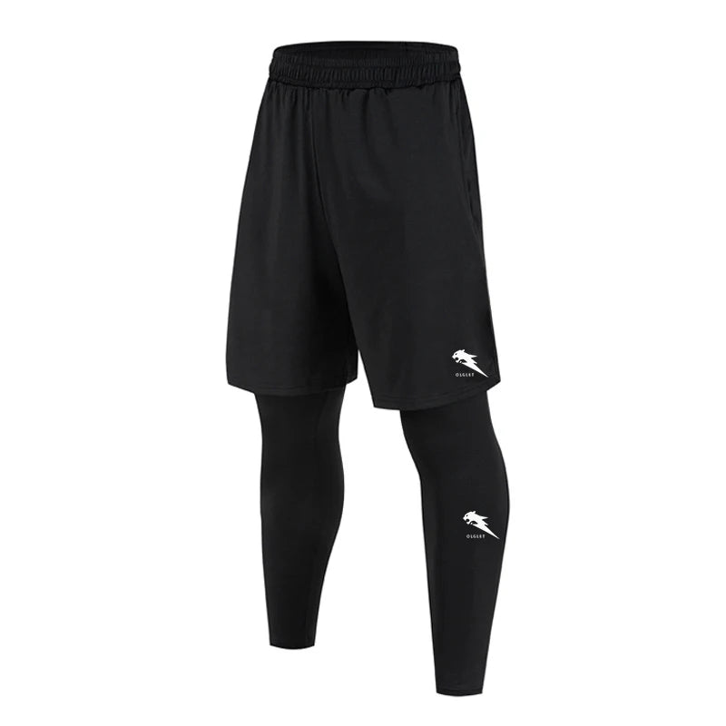 Men's 2-Piece Compression Pants Set with Shorts & Tights Quick Dry Athletic Sportswear for Gym Workout Running Fitness