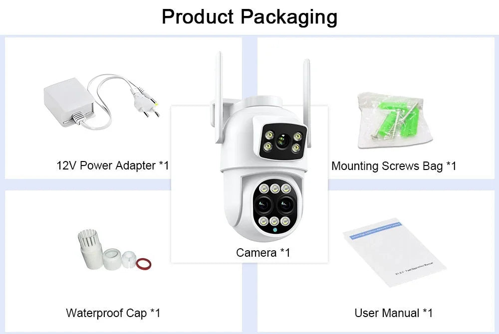 ICSEE Smart WIFI Security Camera 12MP 8K Three Lens 8X Zoom Outdoor HD Video Surveillance IP Cameras IPTV CCTV PTZ Auto Tracking
