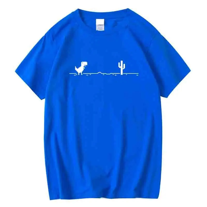 Men High Quality Cotton Blend Funny Dinosaur Print T Shirt Loose O-neck Summer Cool Men Tshirt Short Sleeve T-shirt Male Tee Top