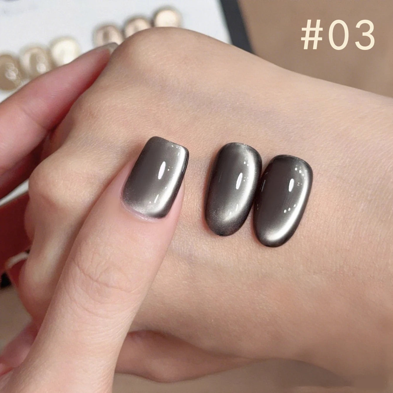 12ML 1-21pcs Toe Selling Whitening Glass Bead Cat Eye Gel Nail Polish Black Nails Nail Art Grey Cat Eye Nail Polish Cute Nails