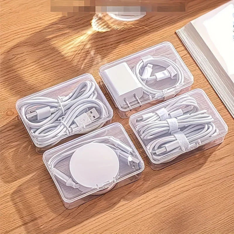 Data Cable Storage Box with 7 Small Compartment Boxes, Desktop Cable Organizer for Office Desk