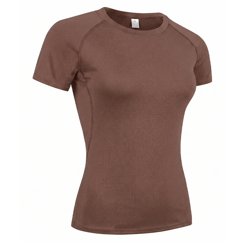 Women's Compression Shirt Short Sleeve Athletic Yoga Running T-Shirt Summer Gym Workout Quick Dry Stretchy Tees Tops Baselayer