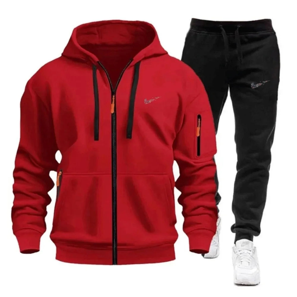 Men's 2-Piece Tracksuit Set Hooded Sweatshirt And Drawstring Pants Sportswear for Running Male Hoodies Unisex Autumn Sportwear