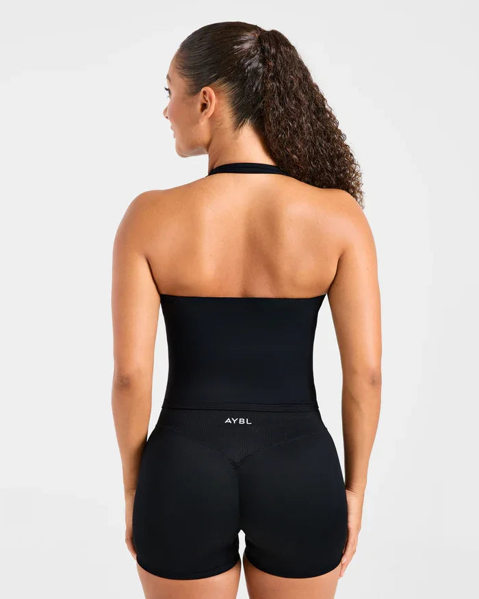 Fashion Enhance Seamless Halterneck Top Yoga Sports Bras Set Scrunch Bum Gym Shorts Women Workout Biker Stretch Fitness Leggings