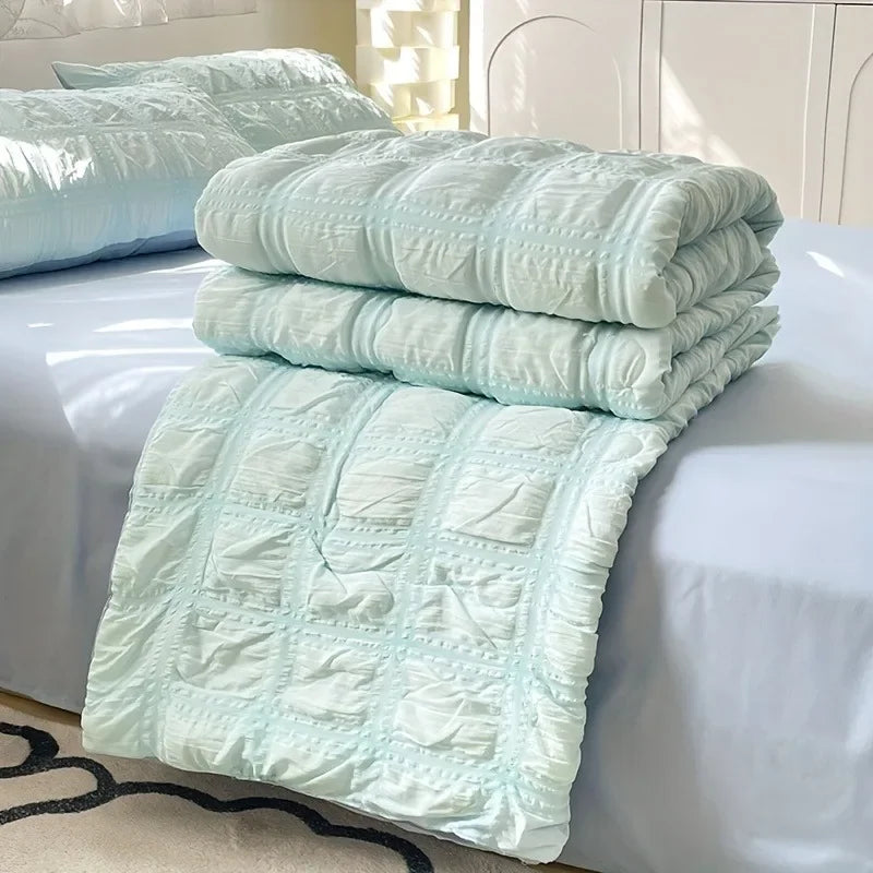 Modern Bedroom Bedding Kit Lightweight Seersucker Quilt Set Soft Breathable Comfortable Bed Linen For Year Round Daily Use