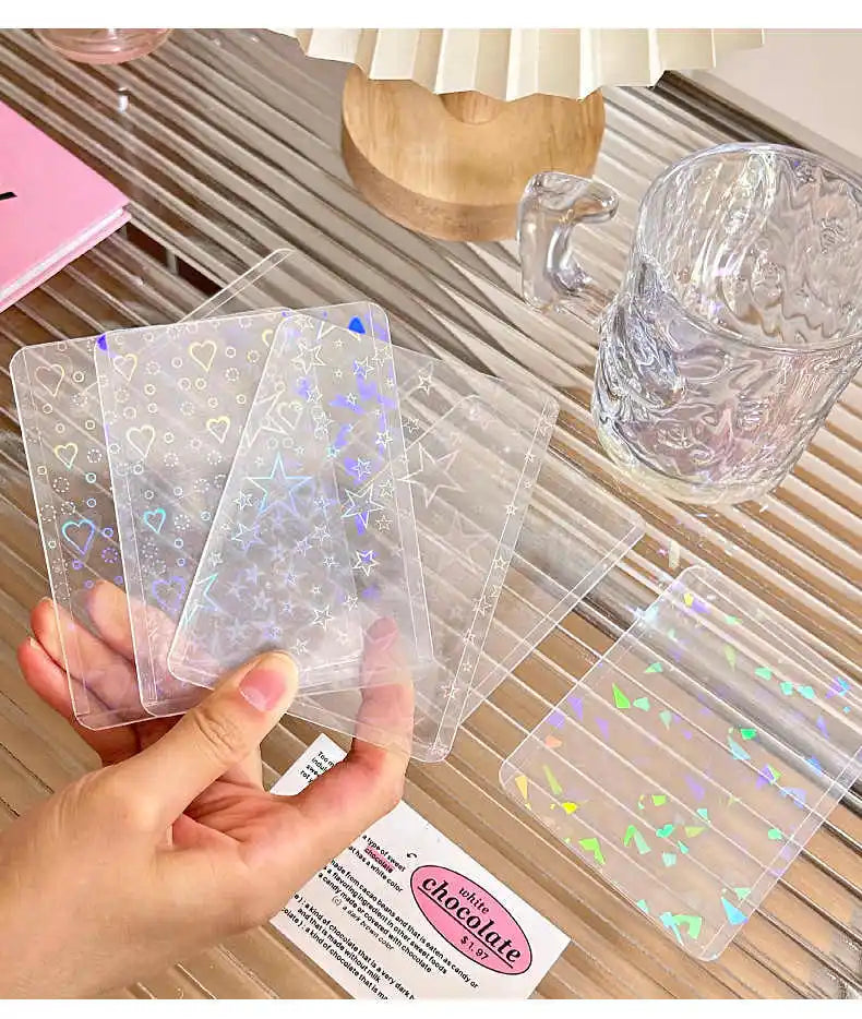 10pcs Flash Hard Plastic Card Sleeves Single Face Laser Trading Protectors Holder For Pokemon Game Baseball Football Sport Photo