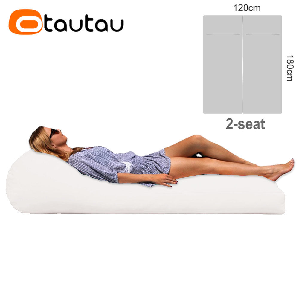OTAUTAU 2-seat Outdoor Bean Bag Pouf Cover No Filler Waterproof Beach Garden Camp Chaise Lounge Sofa Bed Swimming Pool Puff Sac