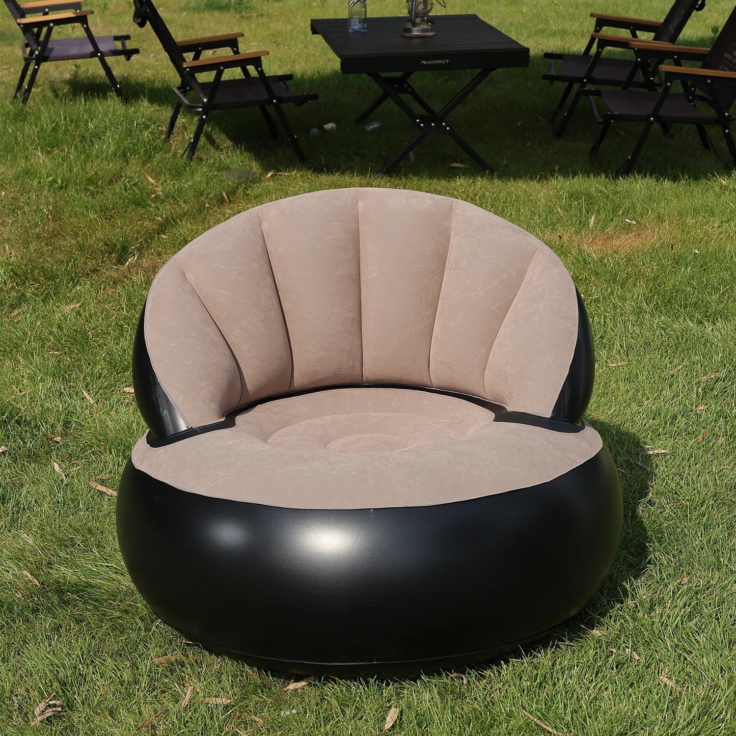 inflatable sofa with backrest, portable quick-inflating foldable lazy sofa, PVC flocking surface, suitable for living room, game