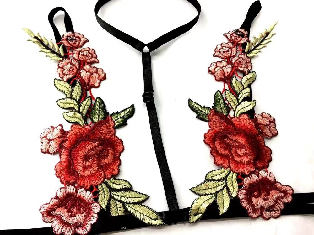 Sexy Lingerie Women Lace Rose Mini Pornographic Lingerie Hot Woman Underwear Embroidery Sleepwear Ladies Sexy Bras Panties Set