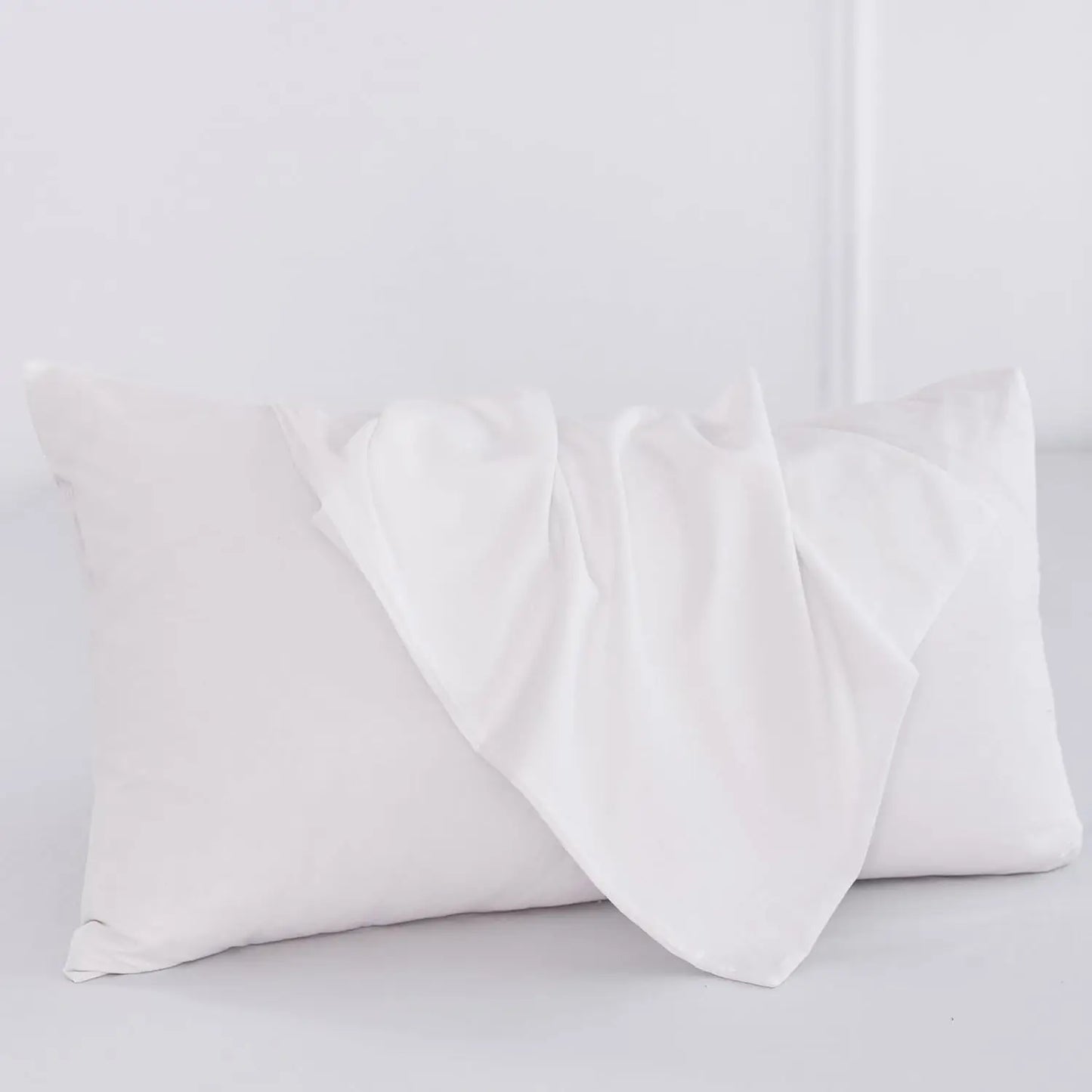 Bedding Standard Pillowcases Pack of 1 100% Washed Cotton Linen Like Textured Breathable Durable Soft Solid White No inserts