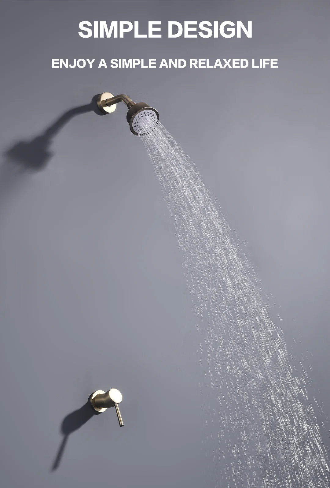 High Quality Brushed Gold Wall Mounted Bathroom Shower Mixer Brass Faucet Hot Cold Water Mixer Tap ABS Head Rainfall Shower Set