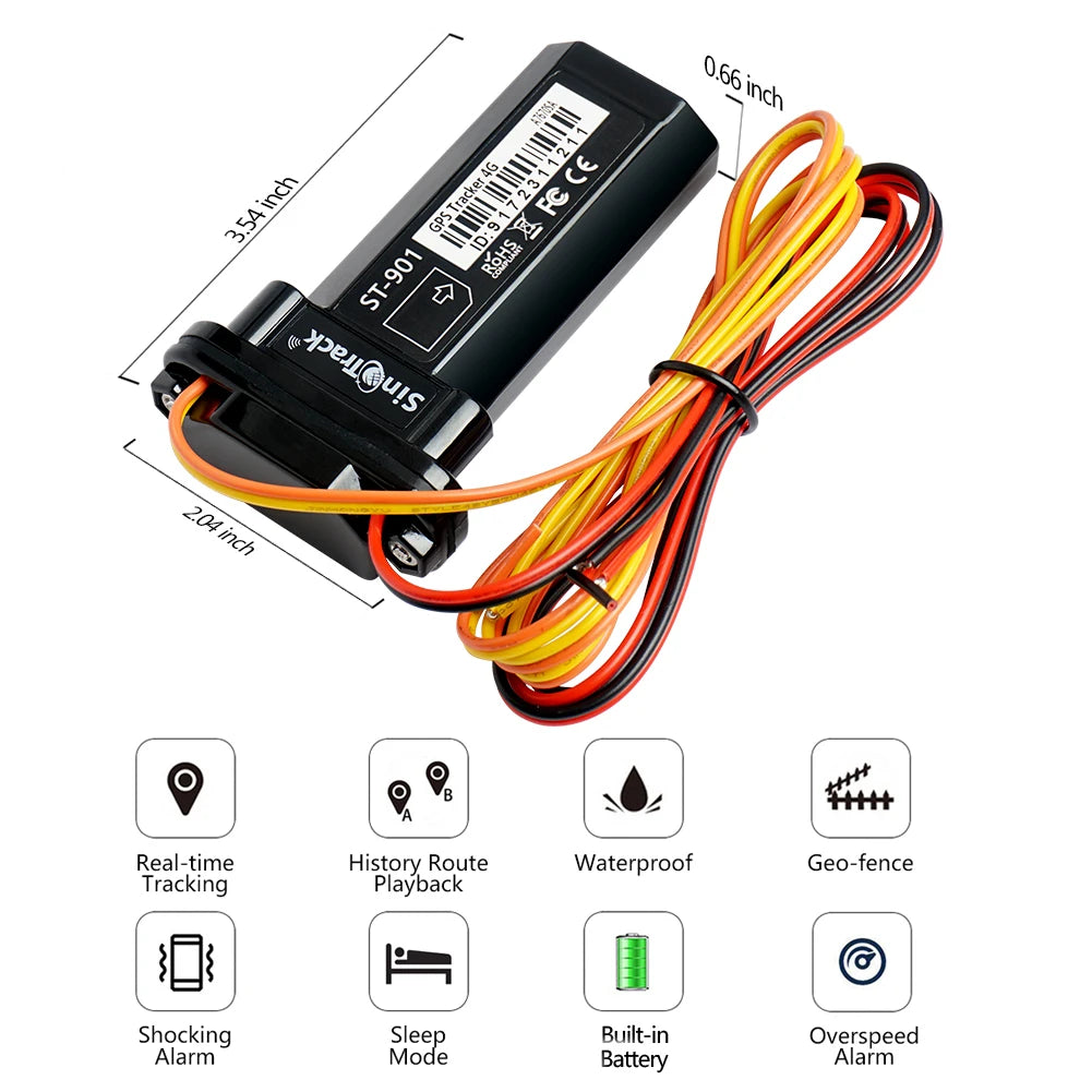 SinoTrack Best GPS Tracker ST-901 Vehicle Tracking Device Waterproof Motorcycle Car GPS GSM SMS Locator with Real Time Tracking