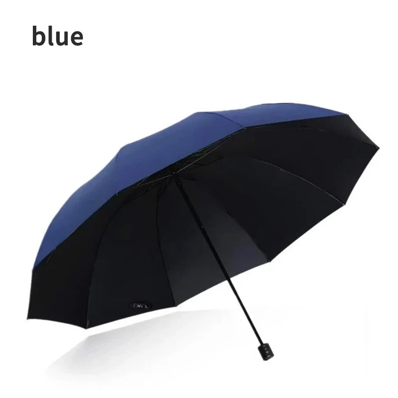 Extra Large 12-Rib Reinforced Umbrella Windproof UV Protection Heavy Rain Compact Fold Design 130cm for Sun And Rain
