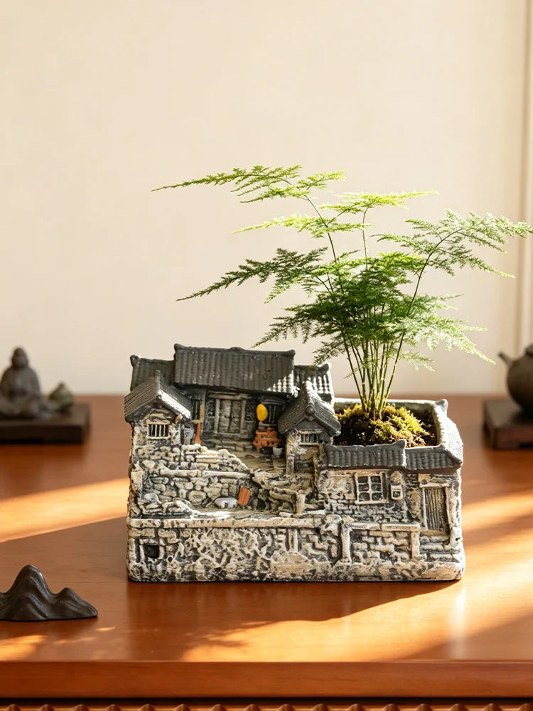 Micro Landscape Decoration Ornament Retro and Nostalgic House Ornament Home Living Room Bedroom Decoration Gift for Friends