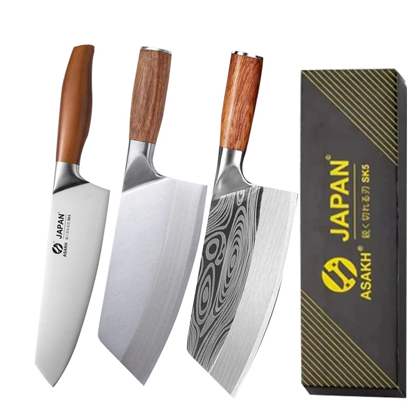 Japanese Chef Knife Professional Kitchen Knives Set Meat Cleaver Fish Fillet Slicing Santoku Knife Cooking Butcher Knife