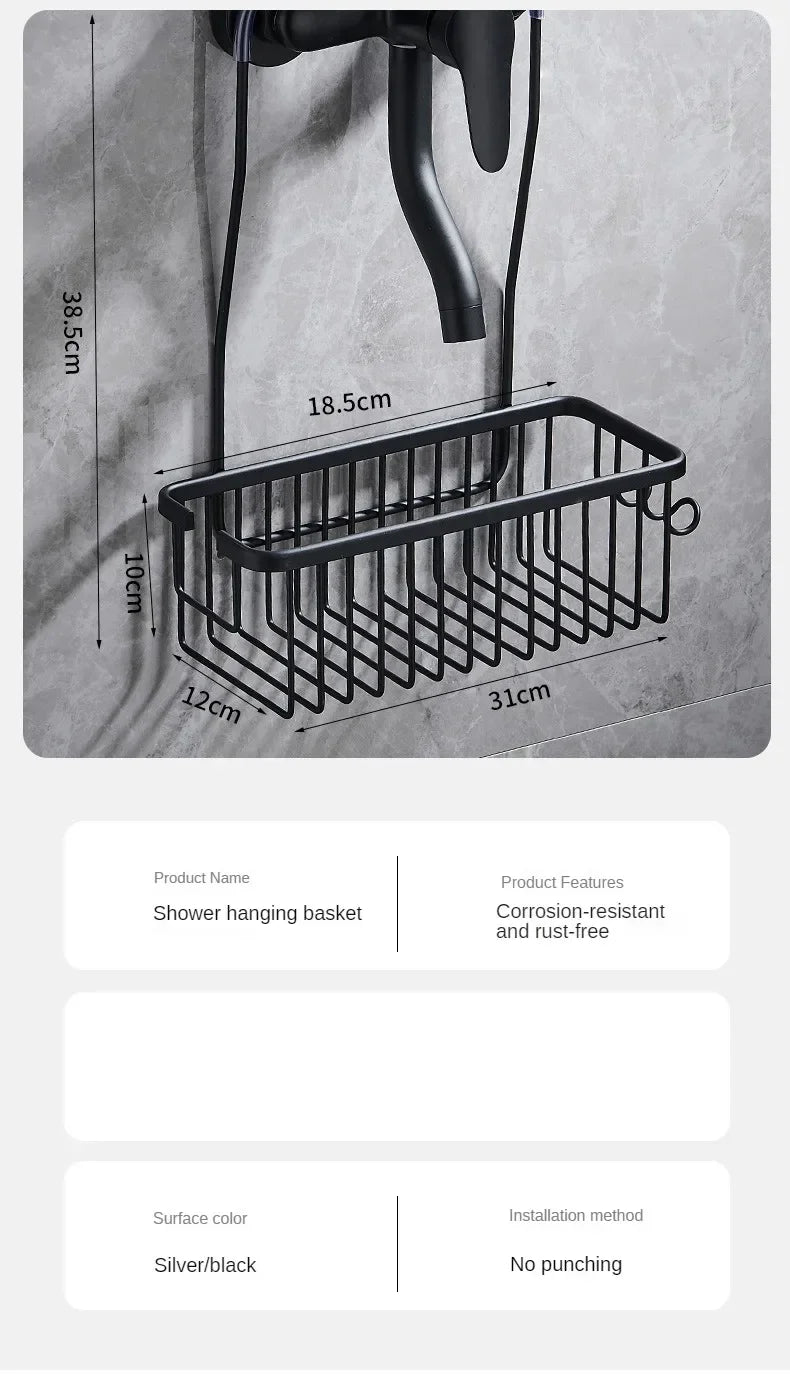 Convenient Toilet Shower Rack with No Drilling Installation Bathroom Storage Basket for Shower Room and Bath Products