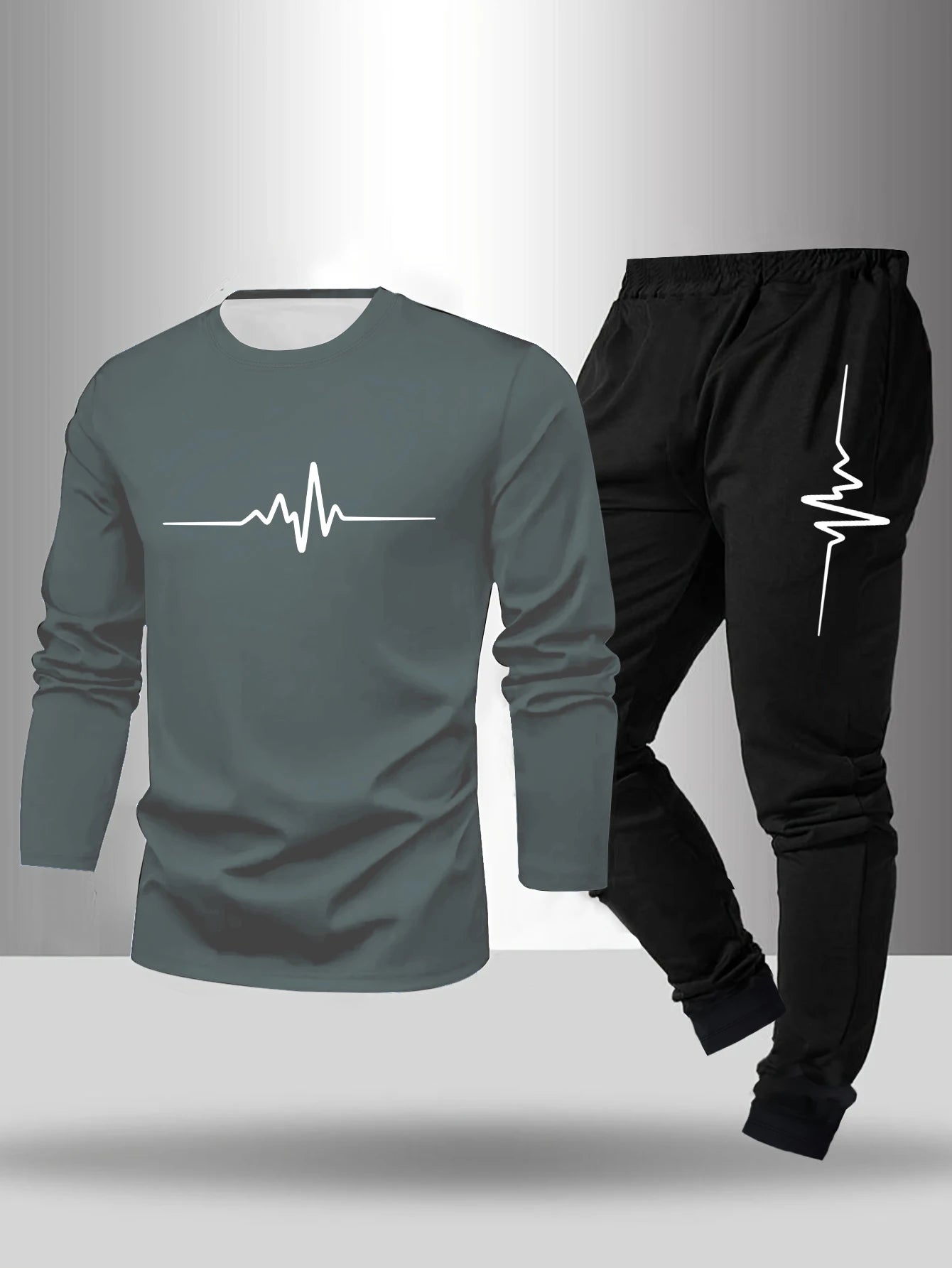 2-piece set of men's pajamas for spring summer autumn winter long sleeved pants geometric pattern base shirt home suit set