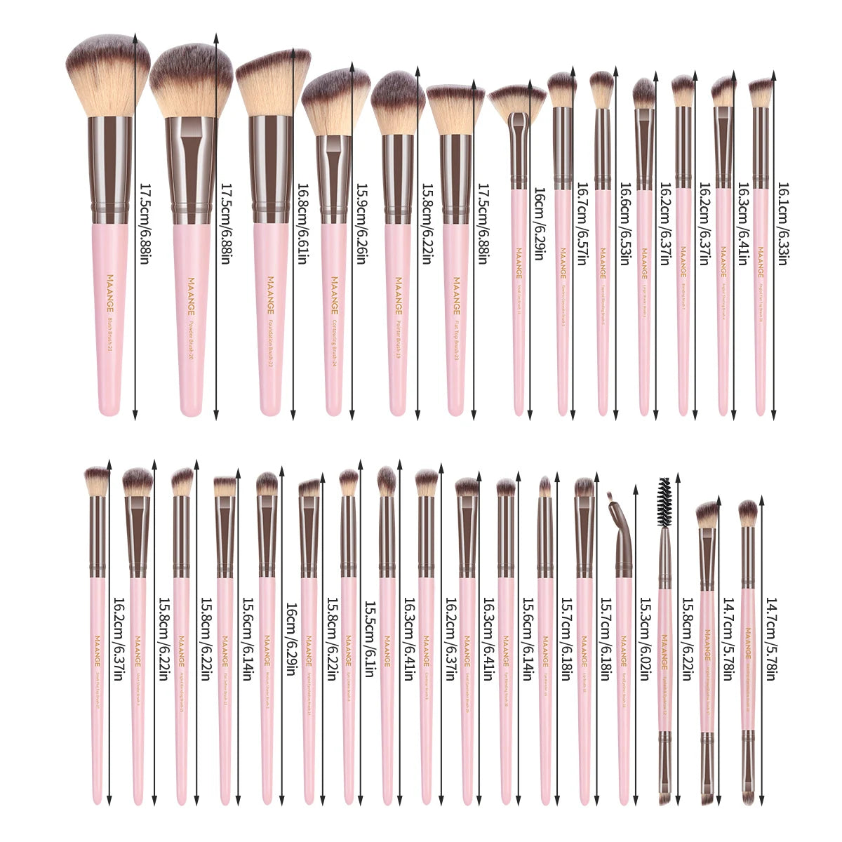 MAANGE 54PCS Professional Makeup Tools Kit with Bag 30PCS Makeup Brush Set Makeup Sponge Removal Puff Makeup Storage Bag Travel