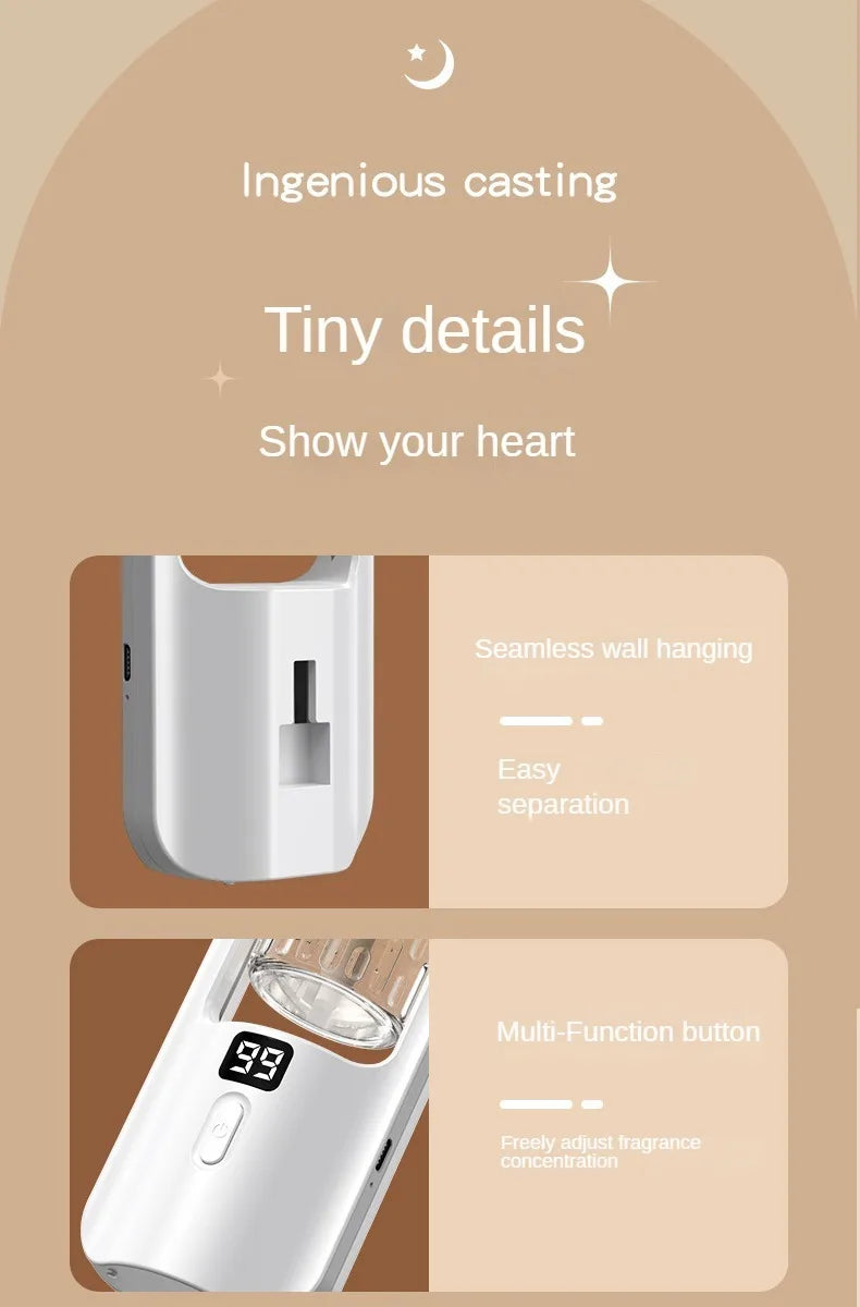50ml Wall Mounted Aroma Diffuser Essential Oils Diffuser with Time Setting Air Purifying Fragrance Diffusing For Bedroom Toilet