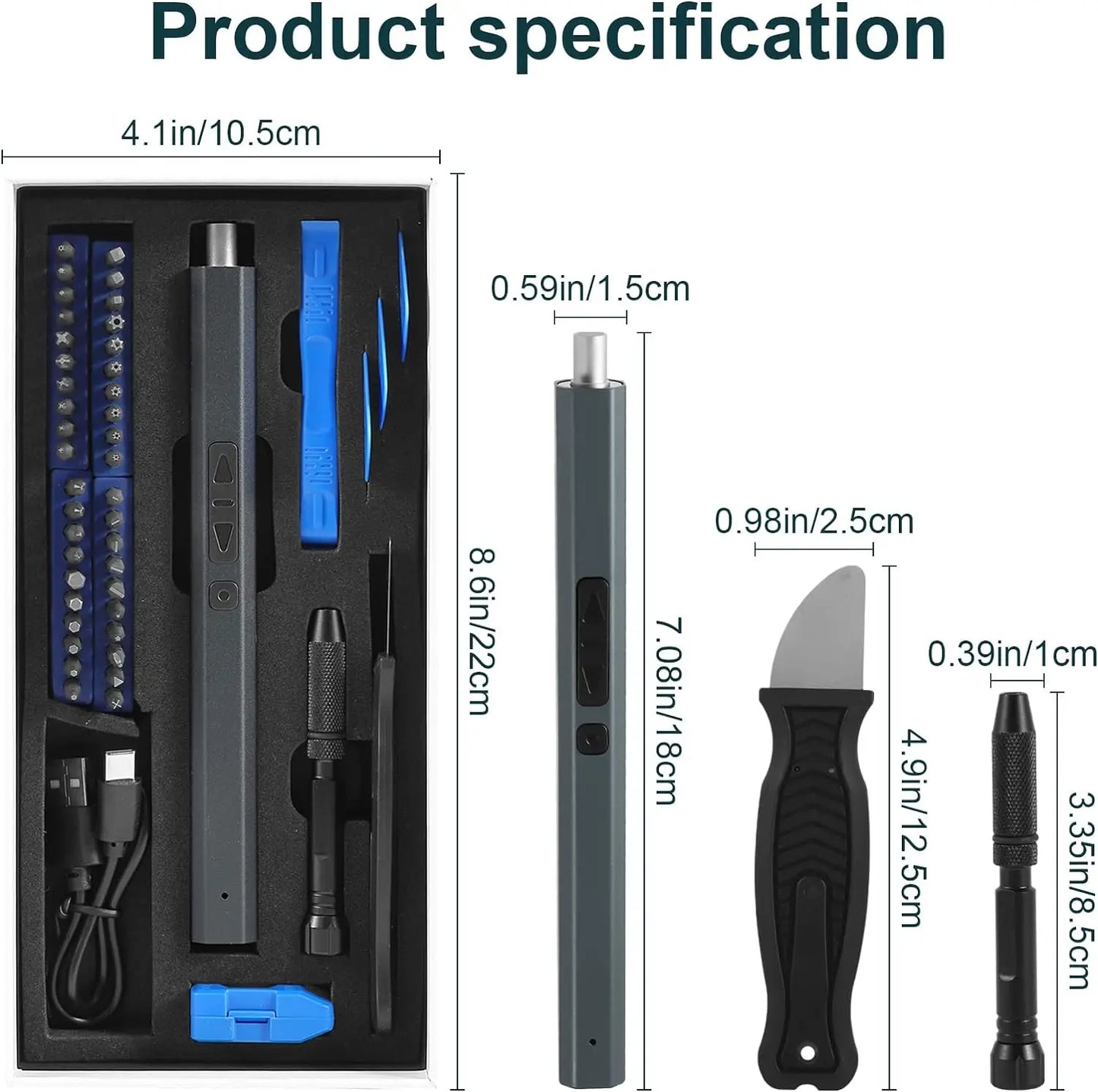 Cordless Electric Screwdriver Set 12/39/50 in 1 Precision Power Tool Magnetic Screw Driver Bit Fast Charging Repair Tool Kit