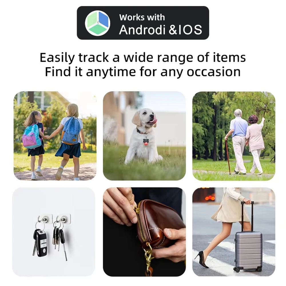 Smart Anti-Lost Bluetooth GPS Tracker Tag Compatible with Android & iOS Locator for Car Keys Pet Finding