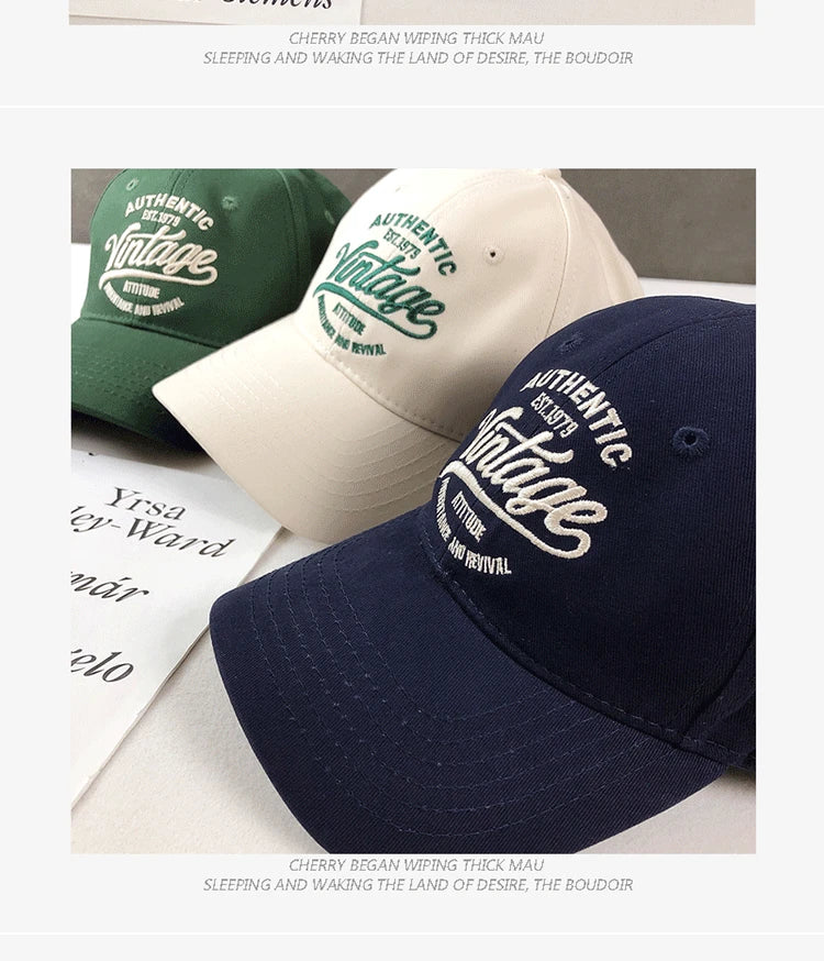 Korean Vintage Embroidered Baseball Caps Women Summer Outdoor Sunscreen Soft Top Hat Showing Face Small Casual Men's Hats