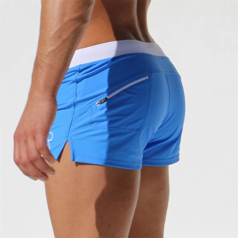 Men's Swimsuit 10 Color Back Pocket Design Quick-drying Beach Men's Boxer Shorts Summer Swimming Trunks