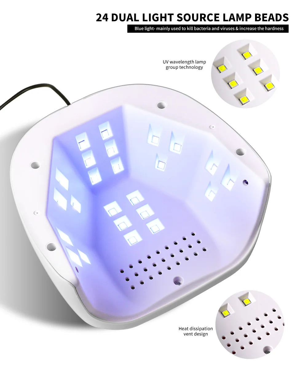 Nail UV/LED Dryer Lamp with 24 LEDS Quick Drying Nails Light Have 3 Timer Modes LCD Display for Manicure Salon Acrylic Gel Tools