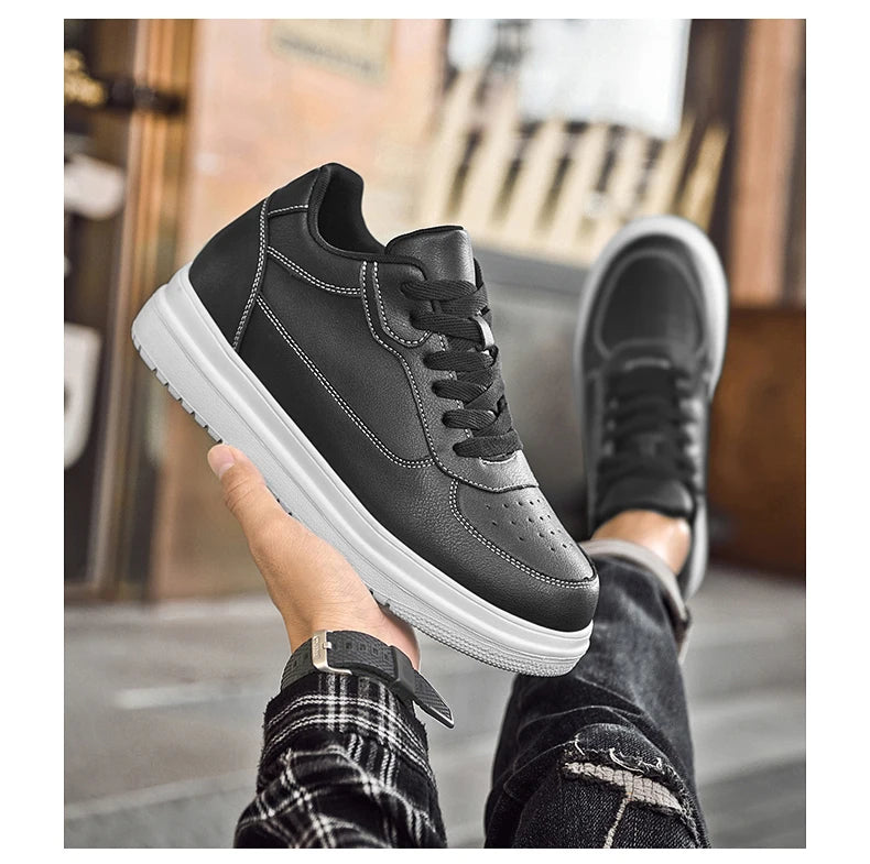 New Invisible Height-increasing Shoes for Men, 6CM-8CM-10CM Sports Shoes,White Leather Sports Shoes for Men,Enlarged Sizes 36-46