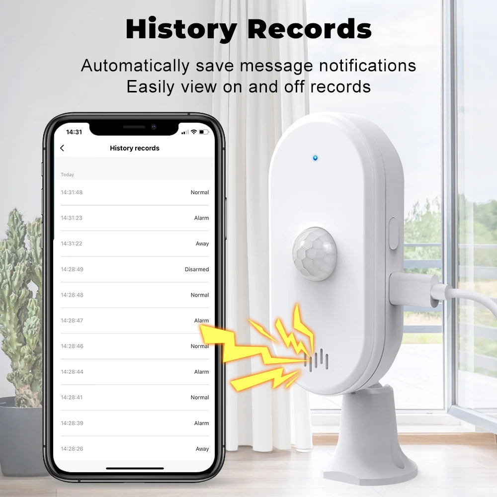 SMATRUL Tuya Smart Wifi Pir Motion Sensor Usb Home Security System Detector Alarm App Remote Control Timing Arming