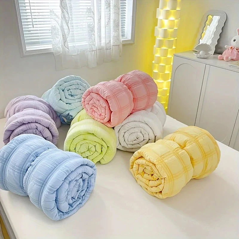 Modern Bedroom Bedding Kit Lightweight Seersucker Quilt Set Soft Breathable Comfortable Bed Linen For Year Round Daily Use