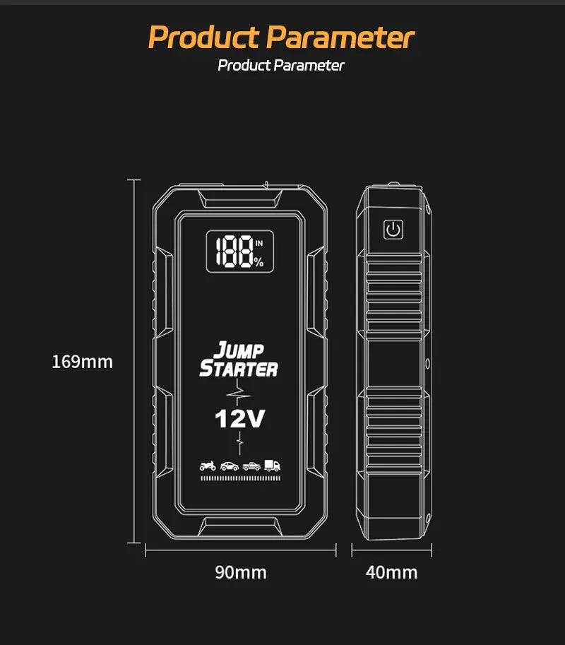 High-power Automobile Emergency Starting Power Supply  Screen Safety Hammer Car Starting Device Power Bank Accessories