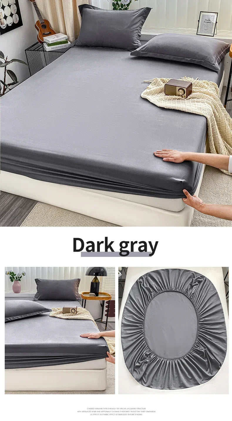 Premium Solid Color Brushed Fitted Sheet,Ultra-Soft Sateen Weave for Cozy Nights - Hypoallergenic and Easy Care Bedding