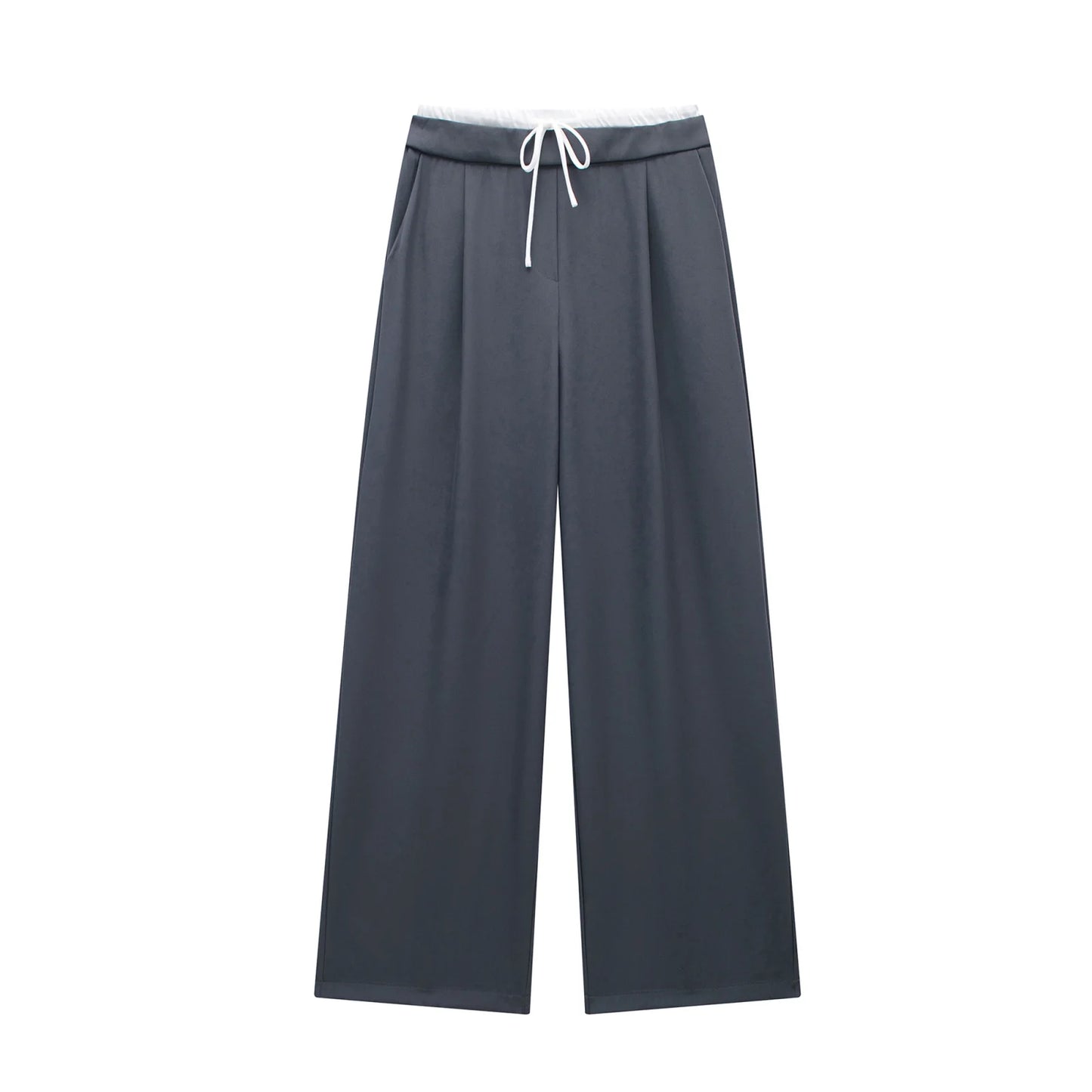 Willshela Women Fashion Solid Lace Up Side Zipper Straight Pants Vintage High Elastic Waist Female Chic Lady Trousers