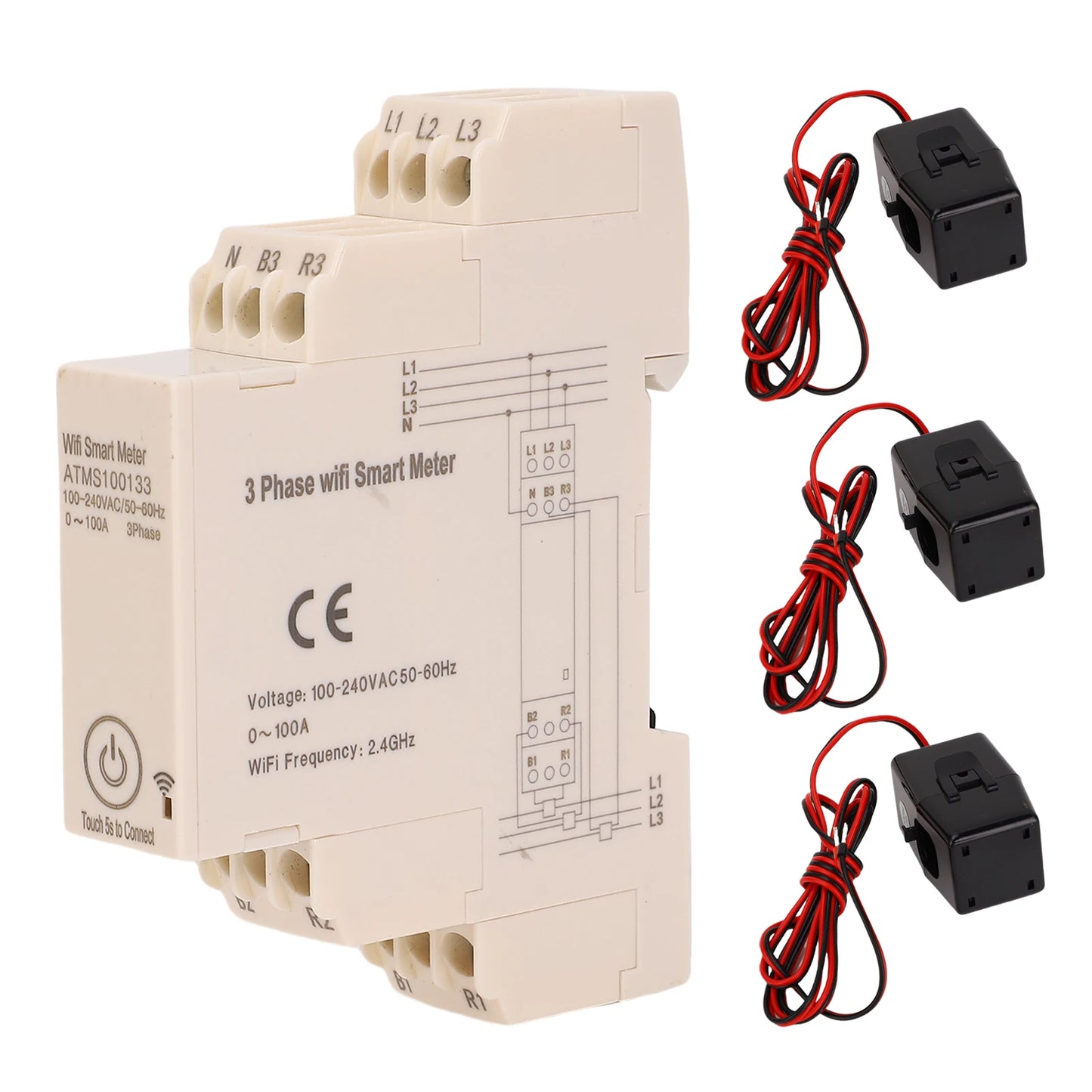 Smart Energy Meter 3 Phase Remote Control Smart Electricity Meter APP Monitoring Real Time Data with 3 Current Sensors for Home