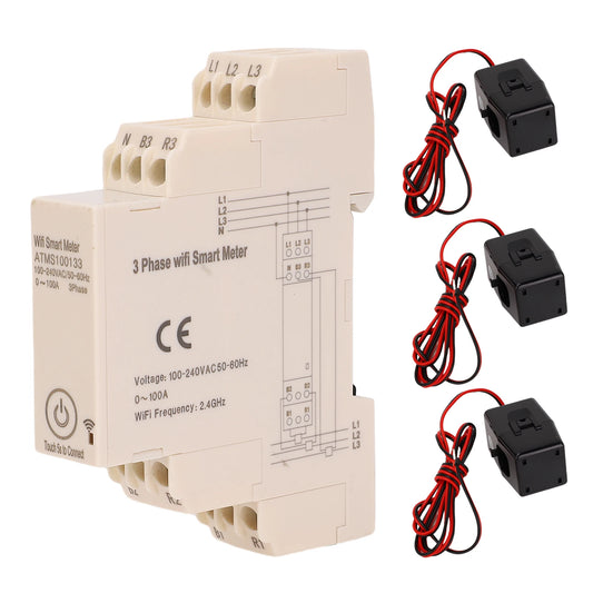 Smart Energy Meter 3 Phase Remote Control Smart Electricity Meter APP Monitoring Real Time Data with 3 Current Sensors for Home